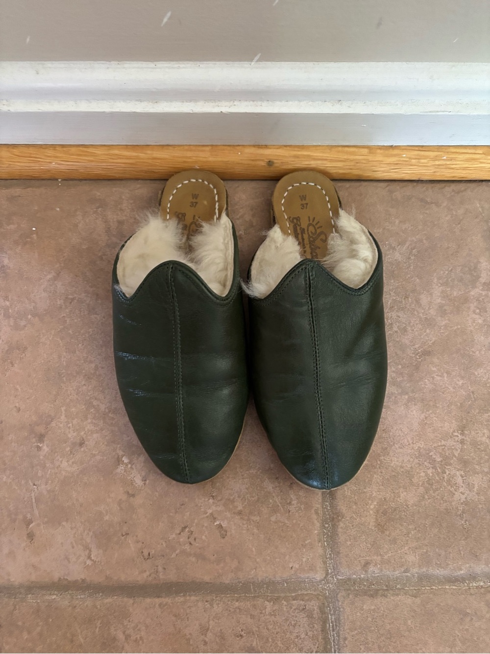 Sabah Denali Green Shearling Baba Shoe - Size 37 (US 6)